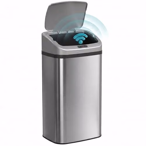 HOMCOM 48L Sensor Bin, Stainless Steel Automatic Kitchen Bin, Silver