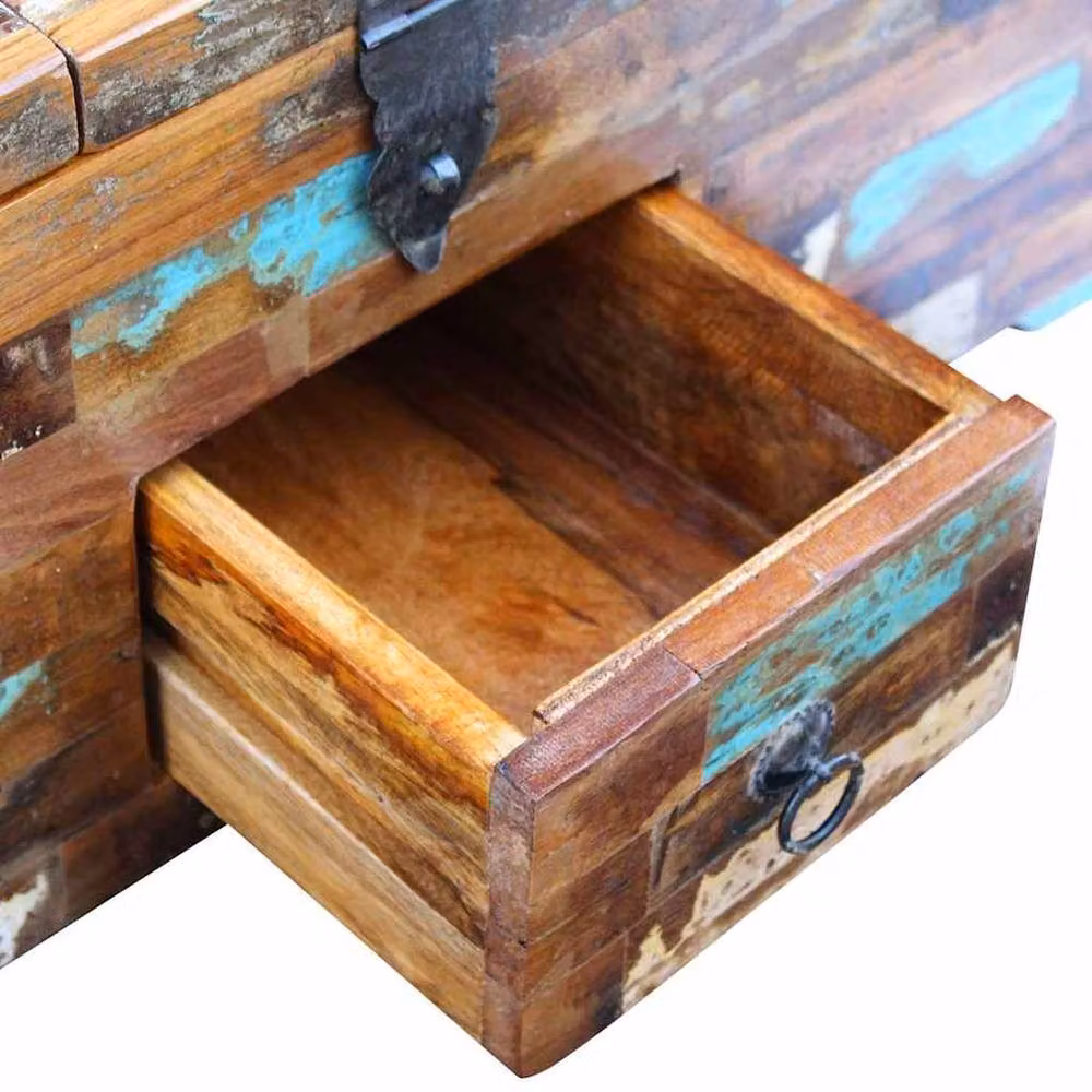 Berkfield Home Beautiful Coffee Table Box Chest in Multicolour Solid Reclaimed Wood, W/D/H: 80 x 40 x 35 cm – 3
