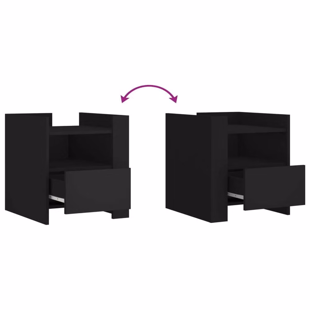 Berkfield Home Modern Black Bedside Cabinet in MDF, W/D/H: 45 x 50 x 50 cm – 5