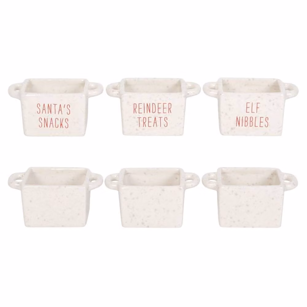 Marco Paul Set of 3 White Mini Ceramic Christmas Bowls – 2