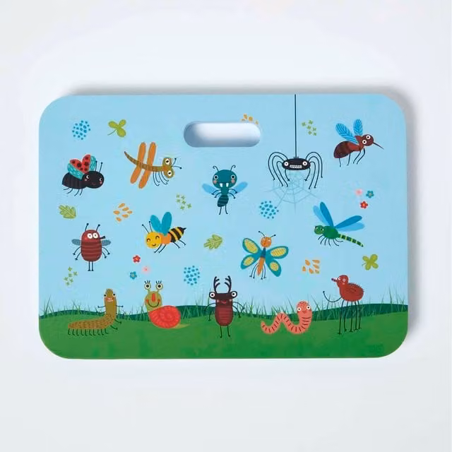 Homescapes Children's Garden Kneeling Pad with Insect Design in Blue