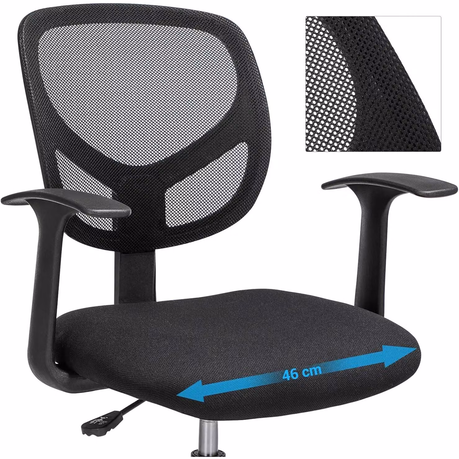 SONGMICS Black Mesh Drafting Chair with Armrests, Height Adjustable Footrest and Castors – 6