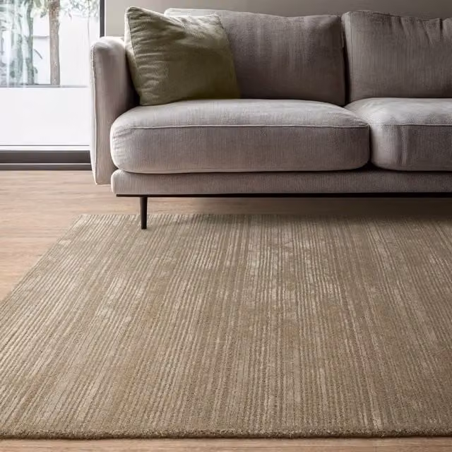 The Rug Shop UK Green Handmade Wool Modern Striped Rectangular Area Rug W: 200 cm, D: 290 cm