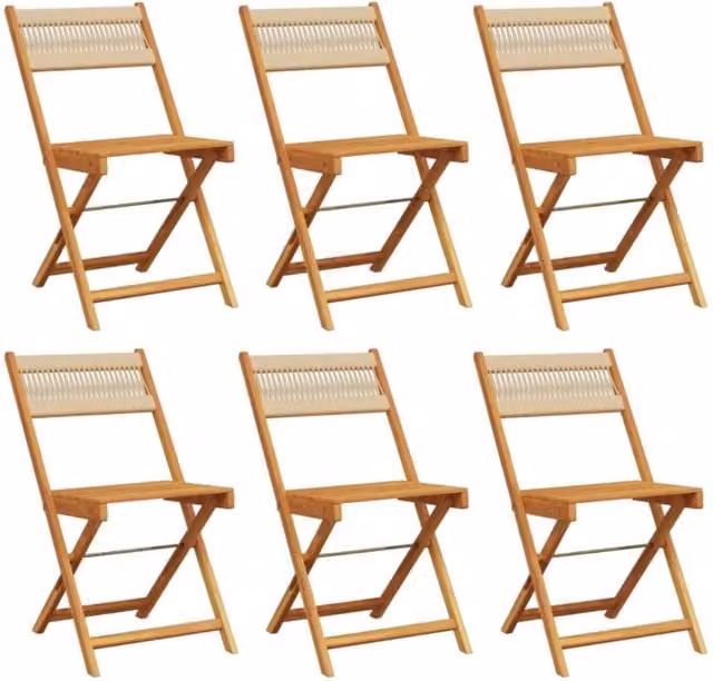 Berkfield Home Set of 6 Folding Acacia Wood Garden Chairs in Beige – 1