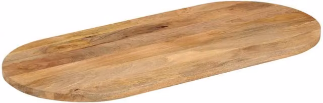 Berkfield Home Oval Solid Mango Wood Table Top, Brown, W: 80 cm, D: 40 cm, H: 2.5 cm – 1