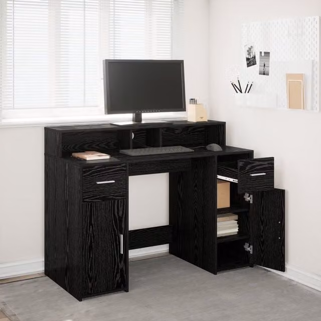 Berkfield Modern Writing Desk in Black Oak, W/D/H: 120 x 55 x 91 cm – 1