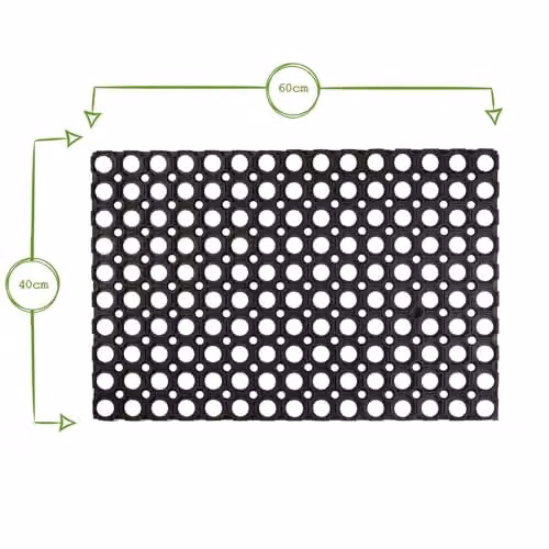 Nicola Spring Heavy Duty Rubber Door Mat, Black, W: 60 cm, D: 40 cm – 3