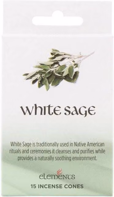Elements White Sage Incense Cones in Green (12 Pack)