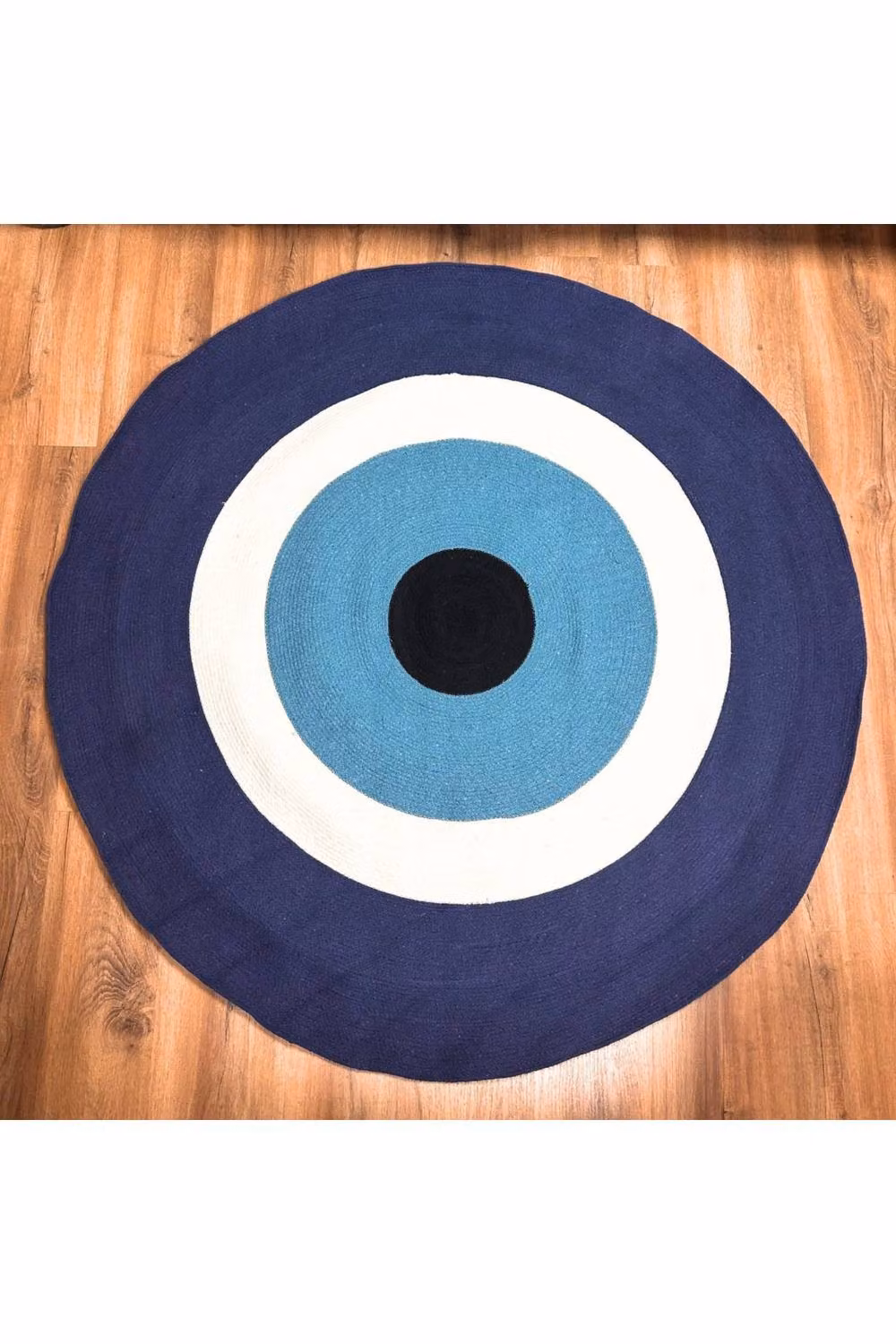 KDMD Blue Cotton Rope Round Evil Eye Rug, Diameter: 150 cm – 2