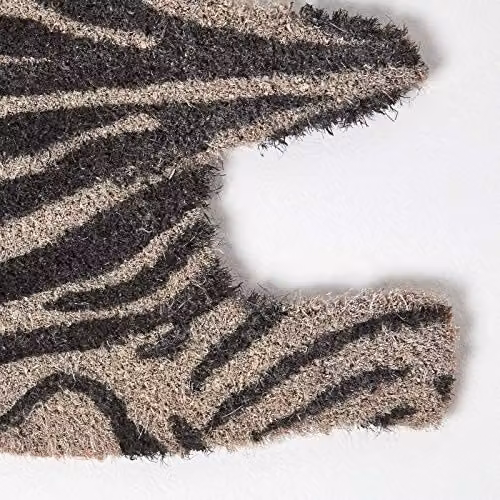 HOMESCAPES Zebra Shape Coir Doormat with Non-Slip Rubber Backing, Black and White – 2