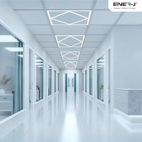 ENERJ Double Square Borderline Recessed LED Panel Light, W/D/H: 59.5 x 59.5 x 5.95 cm, 40W, 4000 lm, 6000K, White and Blue – 7