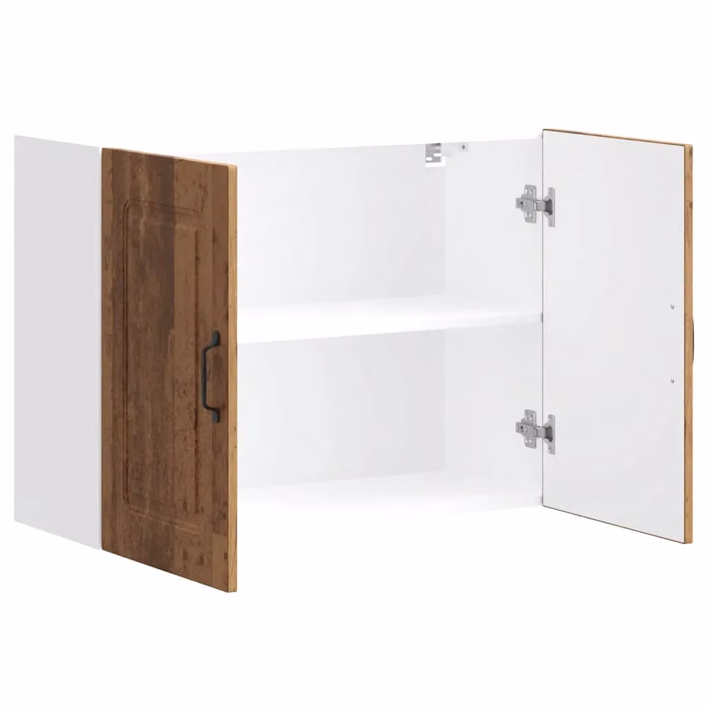 Berkfield Home Kalmar Wall Cabinet in Old Wood Brown with Hinged Doors and Internal Shelves – 3