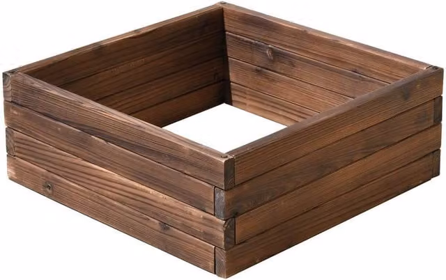 NESTLUNE Small Wooden Raised Garden Planter in Brown, W 60 cm x D 60 cm – 1