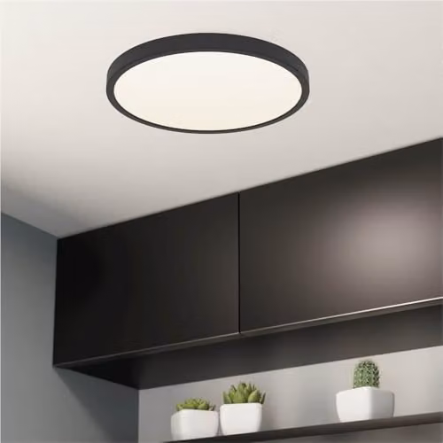 Loops Modern Round Black LED Ceiling Light with E14 Bulb Included – 2