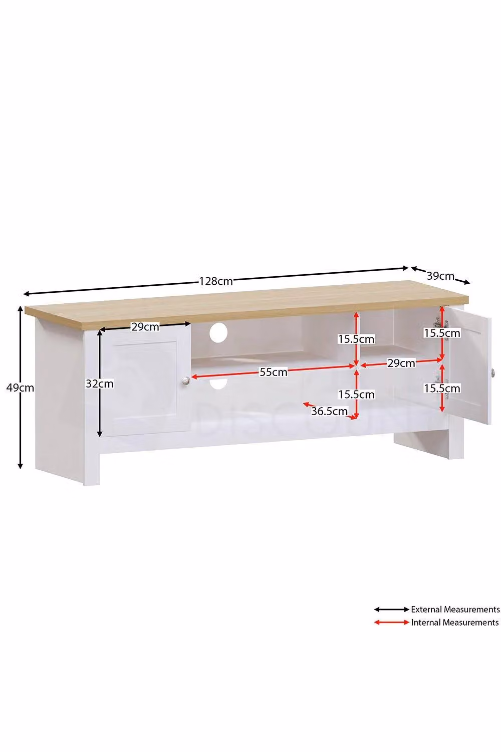 Vida Designs Arlington 2 Door TV Unit with Storage Shelves in White – 2