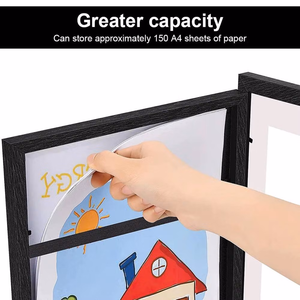 PAWNORA Black A4 Rectangular Metal Art Display Frame for Photos and Drawings – 4