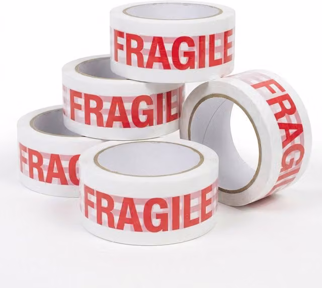 Storm Trading Group 2 Pack White Fragile Printed Packaging Tape, W: 50 mm, L: 66 m