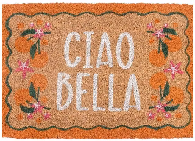 KDMK Orange Coir Doormat with Graphic Design