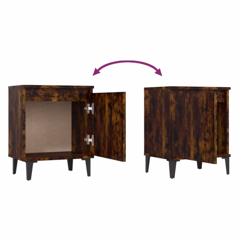 Berkfield Home Bed Cabinet with Metal Legs in Smoked Oak Brown, W/D/H: 40 x 30 x 50 cm – 4