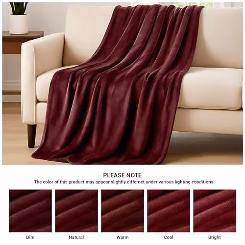 Pamposh Burgundy Flannel Fleece Throw Blanket, W/D/H: 130 x 150 cm – 8