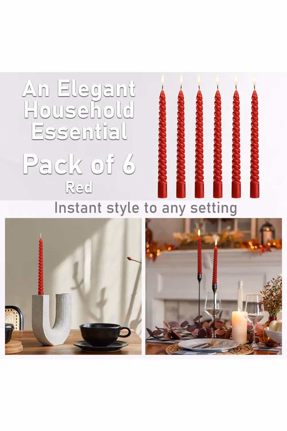 Deco Express Red Twisted Candles, Pack of 6 – 2