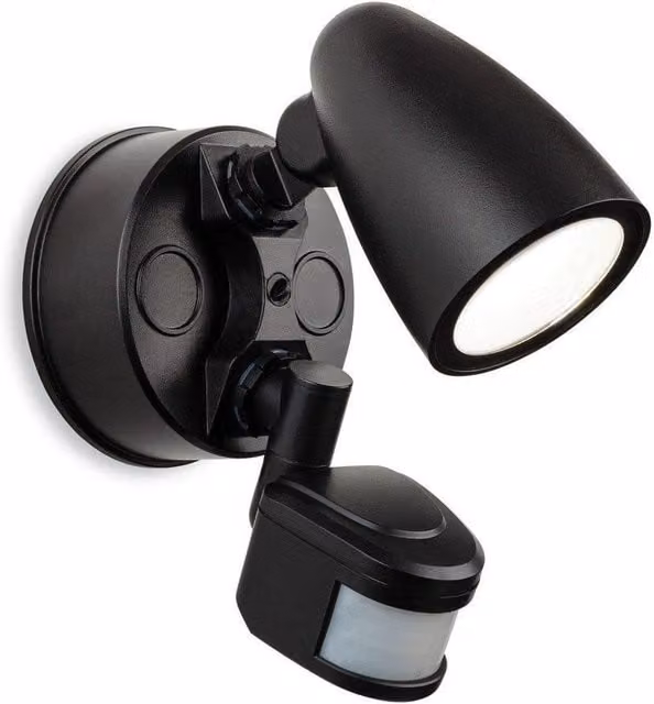 Netlighting Black IP54 Outdoor Integrated LED Wall Spotlight with PIR Motion Sensor