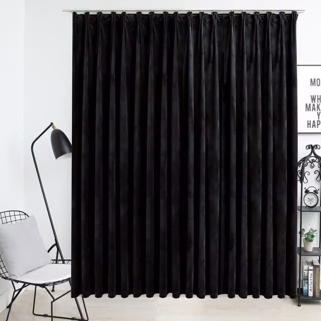 Berkfield Home Blackout Velvet Curtain with Hooks, Black, W: 290 cm, H: 245 cm