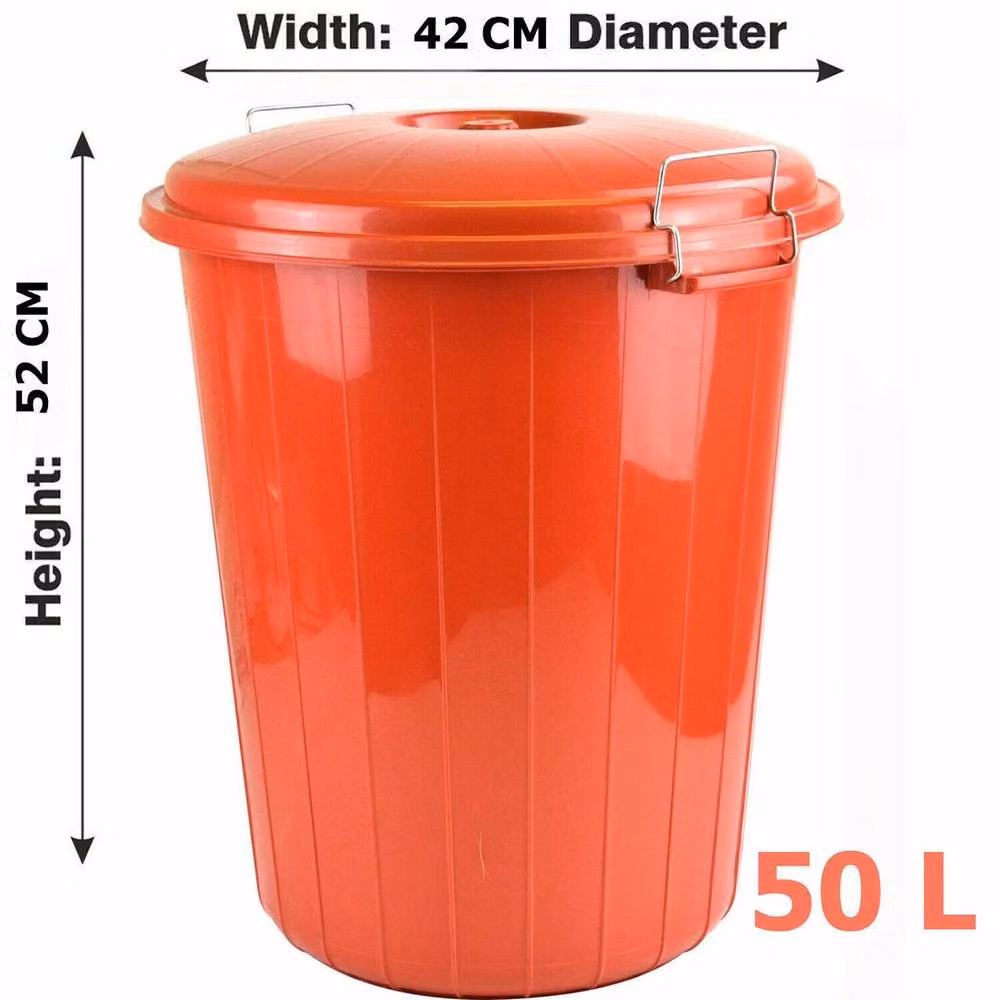 NESTLUNE Set of 3 Multicolour Plastic and Metal 50L Bins with Flip Lids for Indoor and Outdoor Use – 2