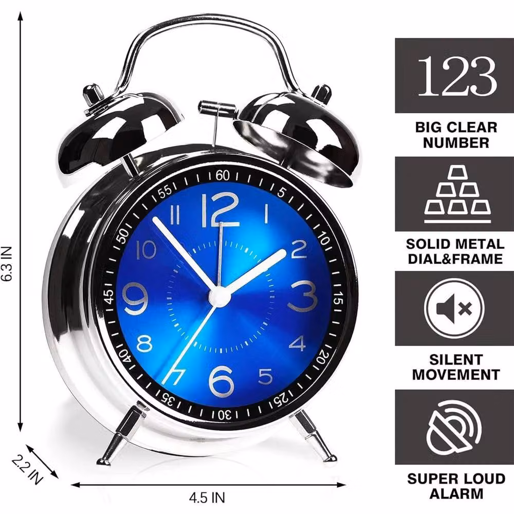 SPETLEK Extra Loud Twin Bell Alarm Clock in Blue – 2