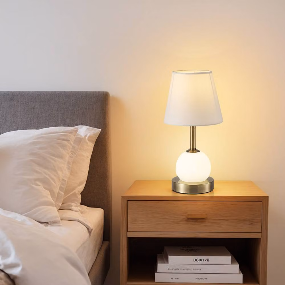 NIVOR Modern LED Table Lamp in White and Gold with Bulb Included, Height: 32 cm – 3