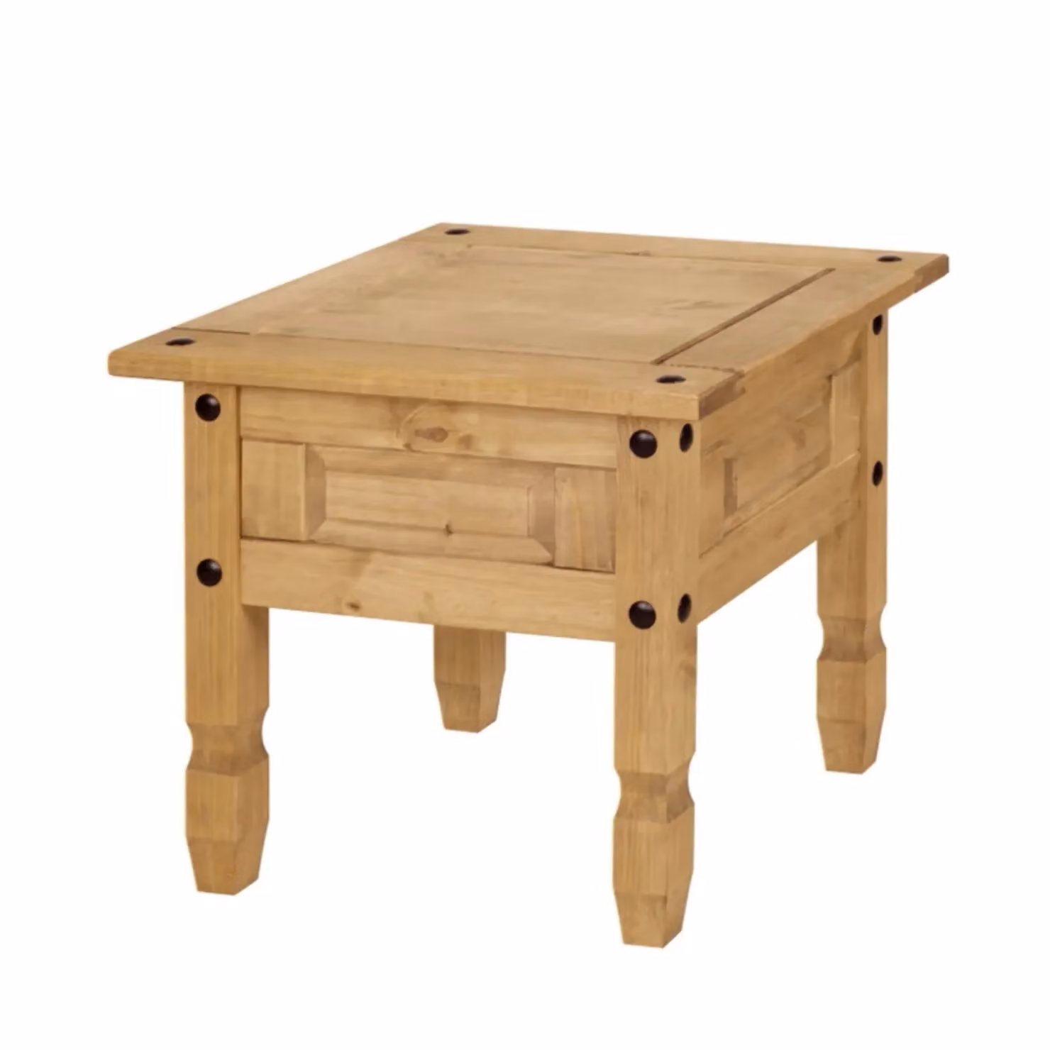 Rafaelo Mobilia Rustic Solid Pine Wood Side End Accent Table in Brown, W/D/H: 58 x 52 x 58 cm – 2