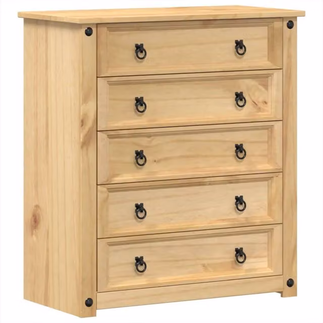 Berkfield Home Corona Chest of Drawers in Brown Solid Pine Wood, W/D/H: 80 x 40 x 89 cm