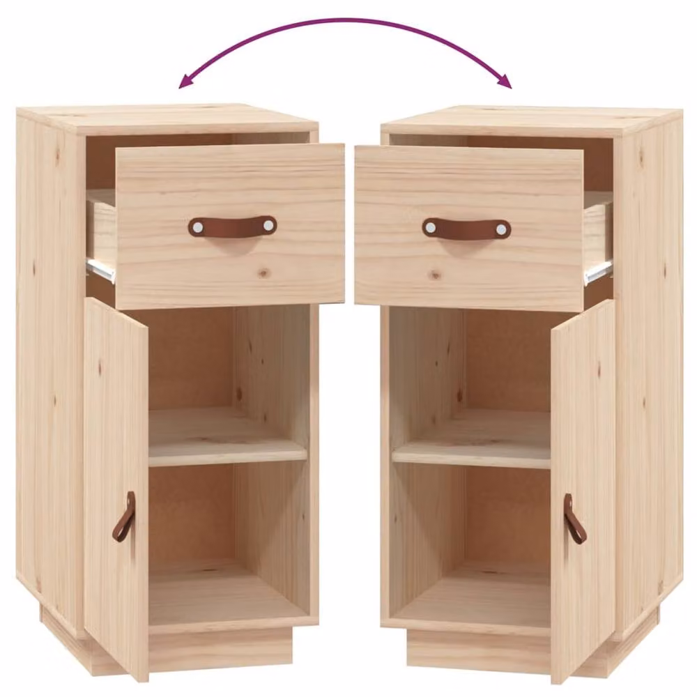 Berkfield Home Solid Wood Pine Sideboard in Light Brown, W/D/H: 34 x 40 x 75 cm – 3