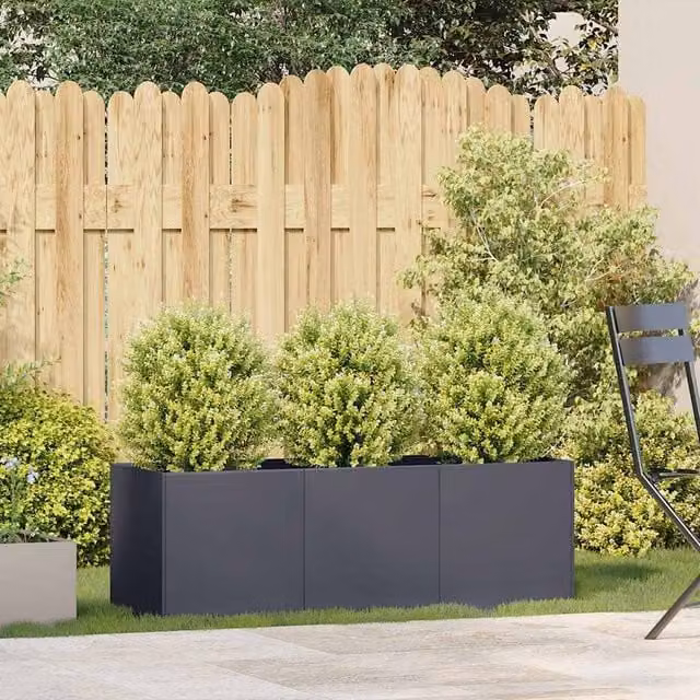 Berkfield Home Anthracite Steel Planter Tub, W/D/H: 120 x 40 x 40 cm