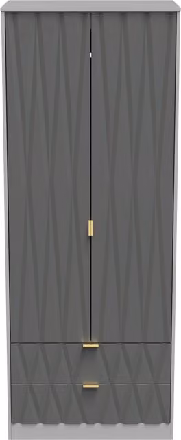 Ready Assembled 2 U Dallas 2 Door 2 Drawer Wardrobe in Mid Grey