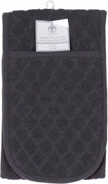 Divante Dobby Terry Double Oven Glove in Dark Grey