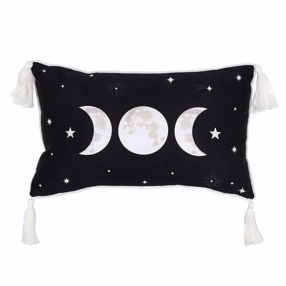 Uniqueful Rectangular Triple Moon Graphic Cushion in Black, White and Grey, W/D/H: 40 x 40 x 10 cm – 2