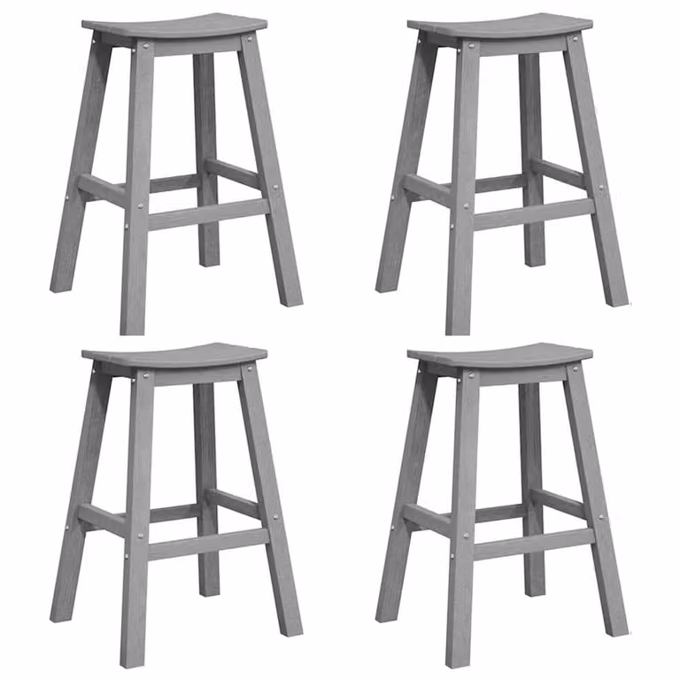 Berkfield Home Set of 6 Stylish Modern Bar Stools in Light Grey HDPE Plastic