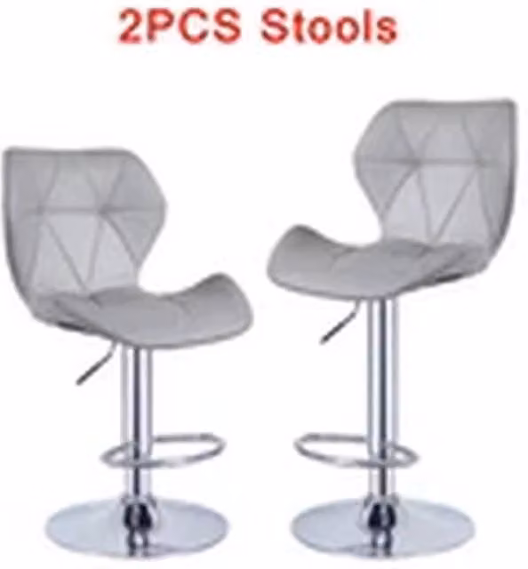 EONLION Set of 2 Modern Swivel Barstools in Grey PU Leather