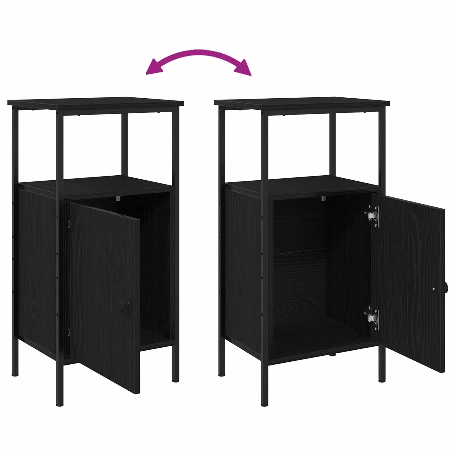 Berkfield Home Black Oak Bedside Cabinet in Engineered Wood, W/D/H: 41 x 31 x 80 cm – 4
