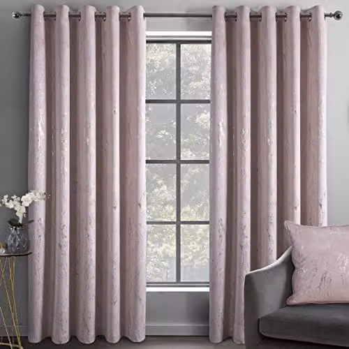Sleepdown Blackout Velvet Curtains in Pink, 2 x 116.84 x 137.16 cm