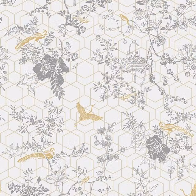 Himara Lipsy Geometric Grey Paper Wallpaper Roll