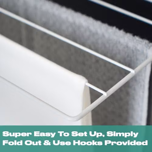OHS White Foldable Over Door Tiered Clothes Drying Rack and Towel Organiser made of Coated Steel – 4