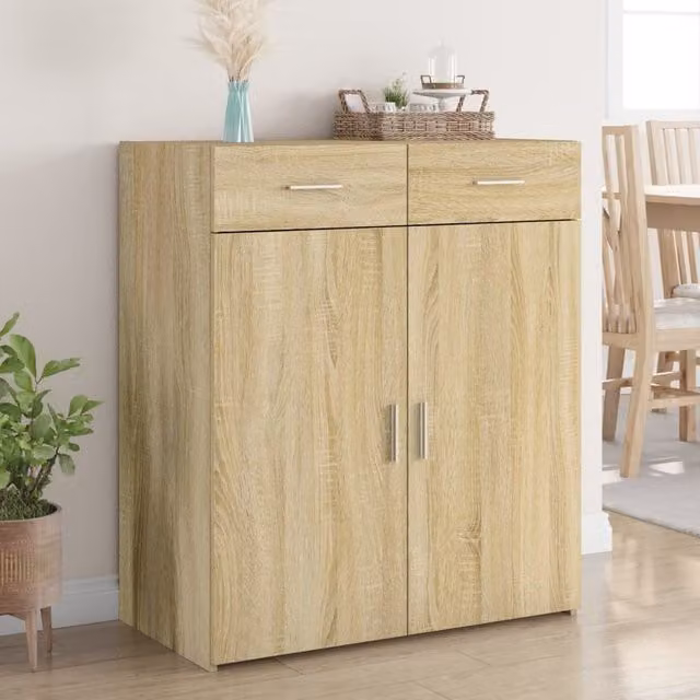 Berkfield Home Sonoma Oak Sideboard in Brown, W/D/H: 80 x 42.5 x 93 cm