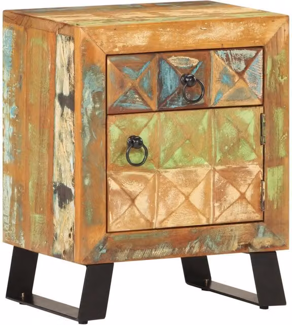 Berkfield Home Vintage Bedside Cabinet in Multicolour Solid Reclaimed Wood, W/D/H: 40 x 30 x 50 cm – 1