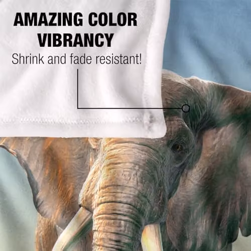 JQ Licensing Royce Mcclure Charging Elephant Super Soft Fleece Throw Blanket, Multicolour, W: 91 cm, D: 147 cm – 4