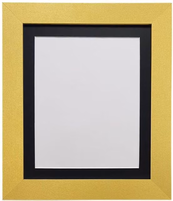 Frames & Mirrors 4U Metro Gold Rectangular Picture Frame with Black Mount for 10 x 8 Inch Images
