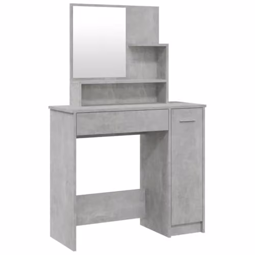 vidaXL Modern Dressing Table with Mirror in Concrete Grey, W: 86.5 cm, D: 35 cm, H: 136 cm