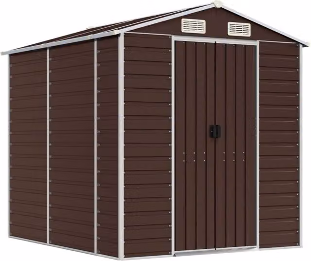 Berkfield Home Brown Galvanised Steel Garden Shed with Side Vent W/D/H: 191 x 215 x 198 cm