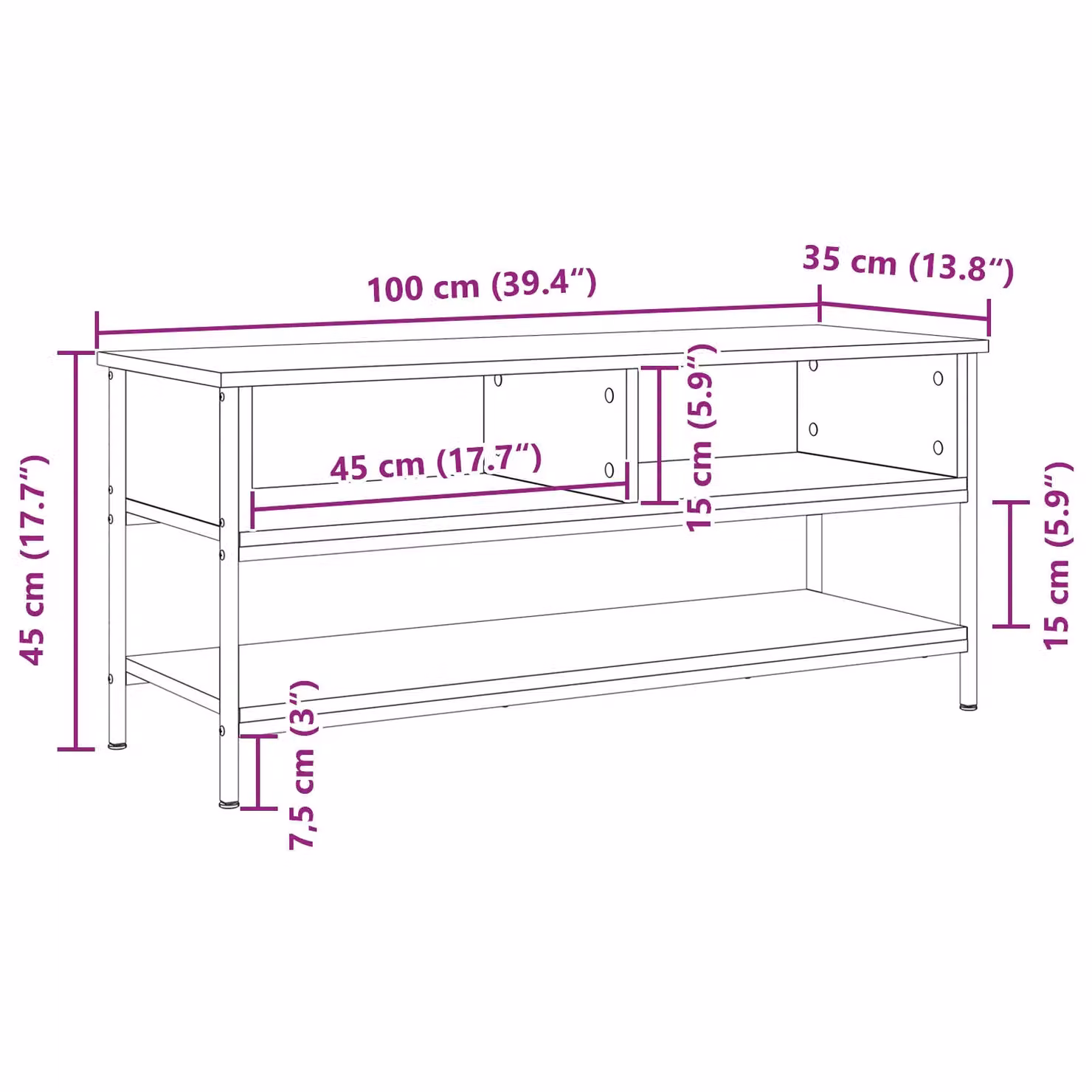 Berkfield Home Modern TV Cabinet in Black Oak, W/D/H: 100 x 35 x 45 cm – 4